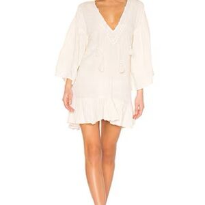 Spell and the Gypsy Cream V-Neck Mini Dress with Tassel Ties